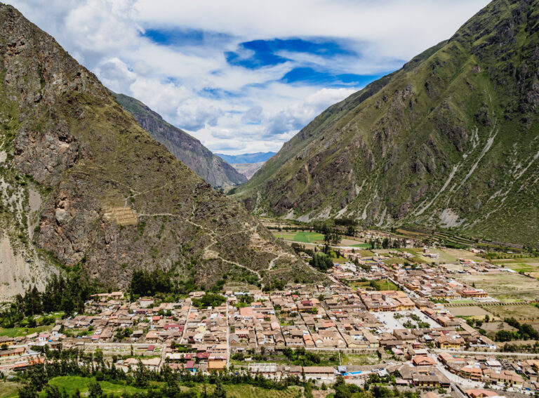 Ollantaytambo, elevated view, Sacred Valley, Cusco Region, Peru